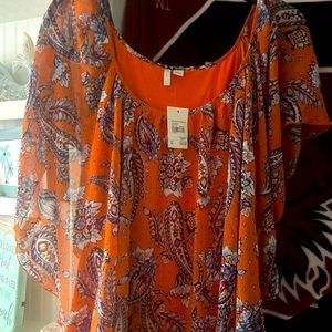 Super cute, sheer overlay sleeveless cami, soft orange underneath sheer